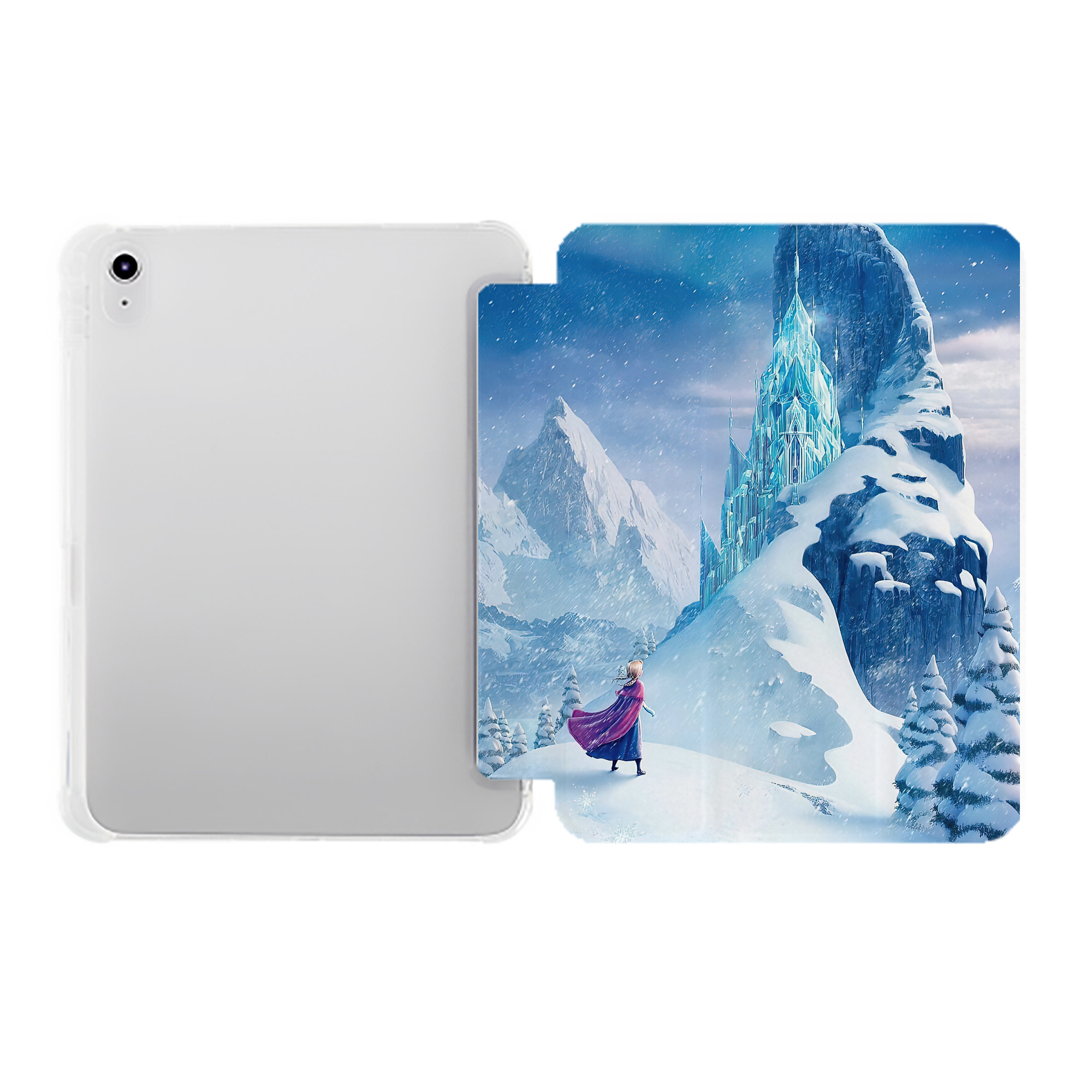 （画像用） アナと雪の女王 アンナ エルサ Frozen Anna Elsa IPad ケース ペン収納付き 三つ折りスタンド PUレザー×シリコン 対応機種9.5/10.5/10.9インチ